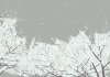 雪の積もった木々と舞う雪(zipファイル: pdf,jpg,透過png)