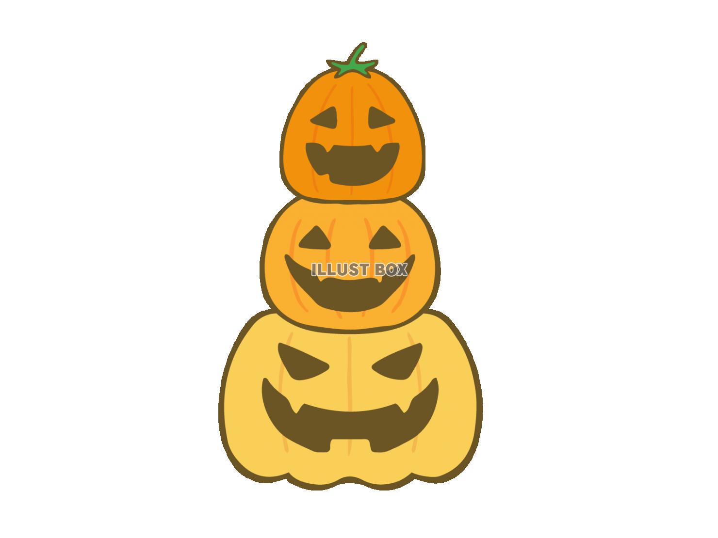 無料イラスト ３段重ねのハロウィンかぼちゃ