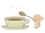 コーヒーカップとリスのイラスト　線あり