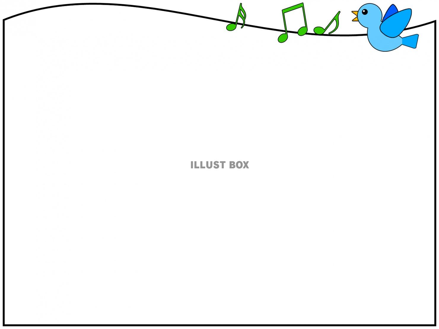 音符と小鳥のフレームシンプル飾り枠背景イラスト