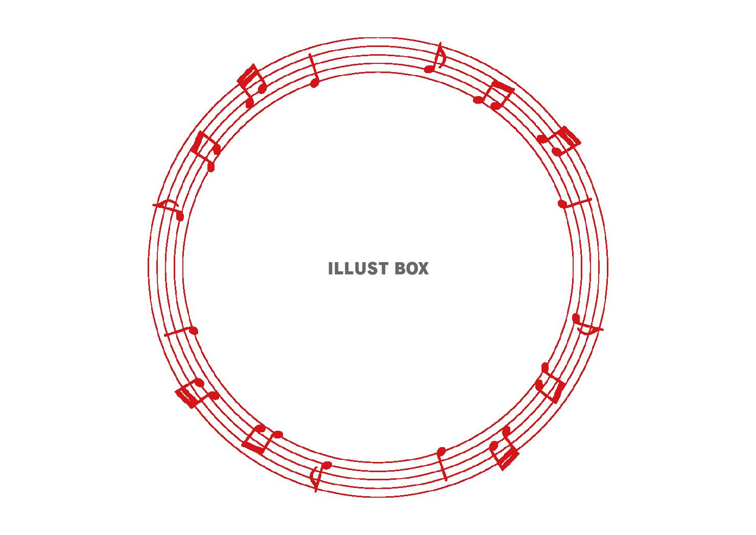 23_フレーム_丸・赤色・五線音符