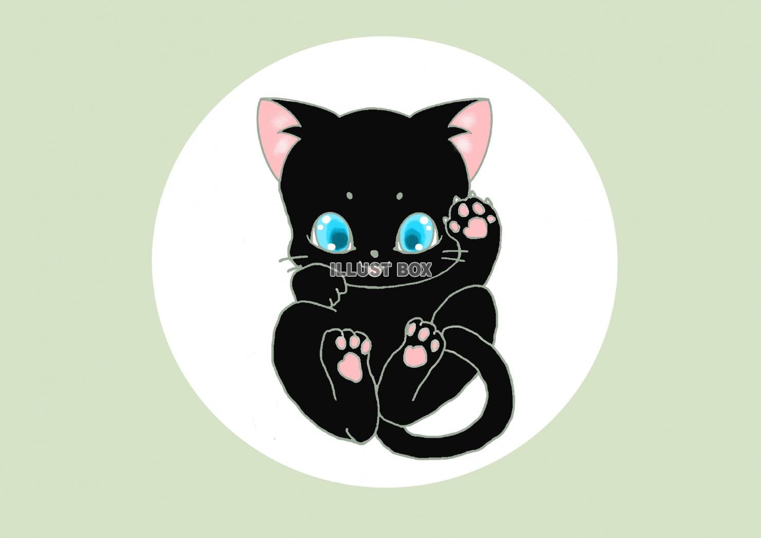 無料イラスト 猫アイコン ころりん黒猫