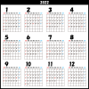 カレンダー （2022年・一年間・透過・正方形）