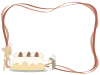 ケーキ作りをするリスとハリネズミのフレームイラスト　線あり