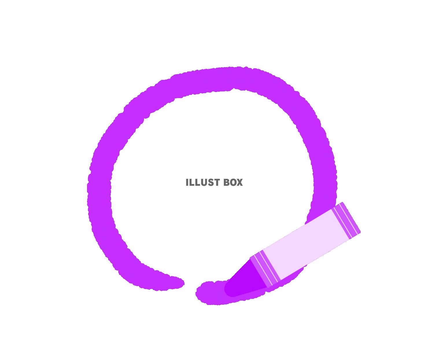 無料イラスト 丸のクレヨン 紫