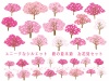 サクラの木並木道満開お花見ピンク色さくらシルエット無料イラストフリー素材