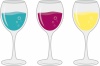 三種類の飲み物が入ったワイングラス
