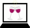 パソコン画面の中で乾杯するワイングラス