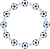 サッカーボールと星の丸形（円形）フレーム水色