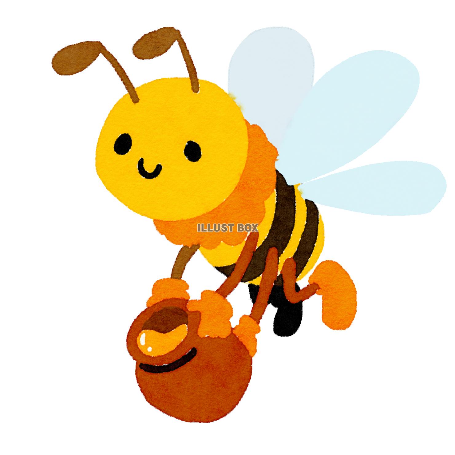 無料イラスト ハチミツを運ぶミツバチ