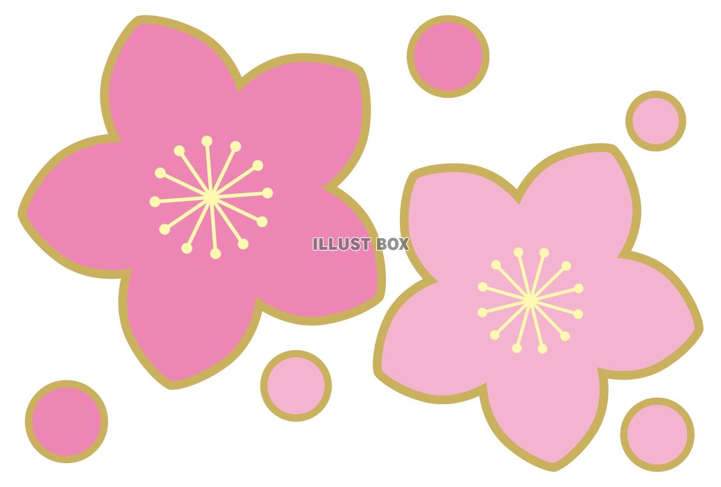 無料イラスト ひなまつり桃の花イラスト02 フチあり