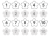 シンプルな桜の数字セット　白黒