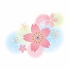 桜のちょっとカラフルなパステルカラー背景のあるワンポイントイラスト