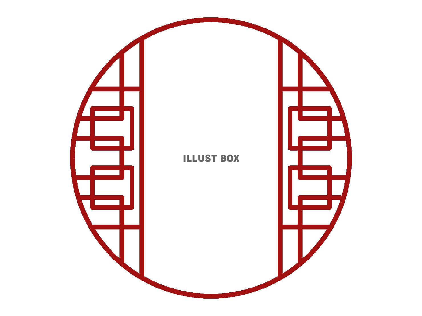 無料イラスト 円窓風の中華フレーム