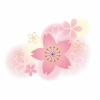 桜のワンポイント　ぼかし背景の優しい和風イラスト