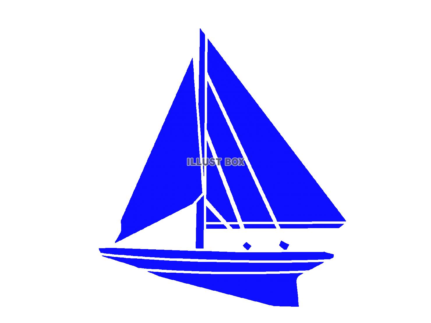 無料イラスト 青色のヨットのシルエットアイコン