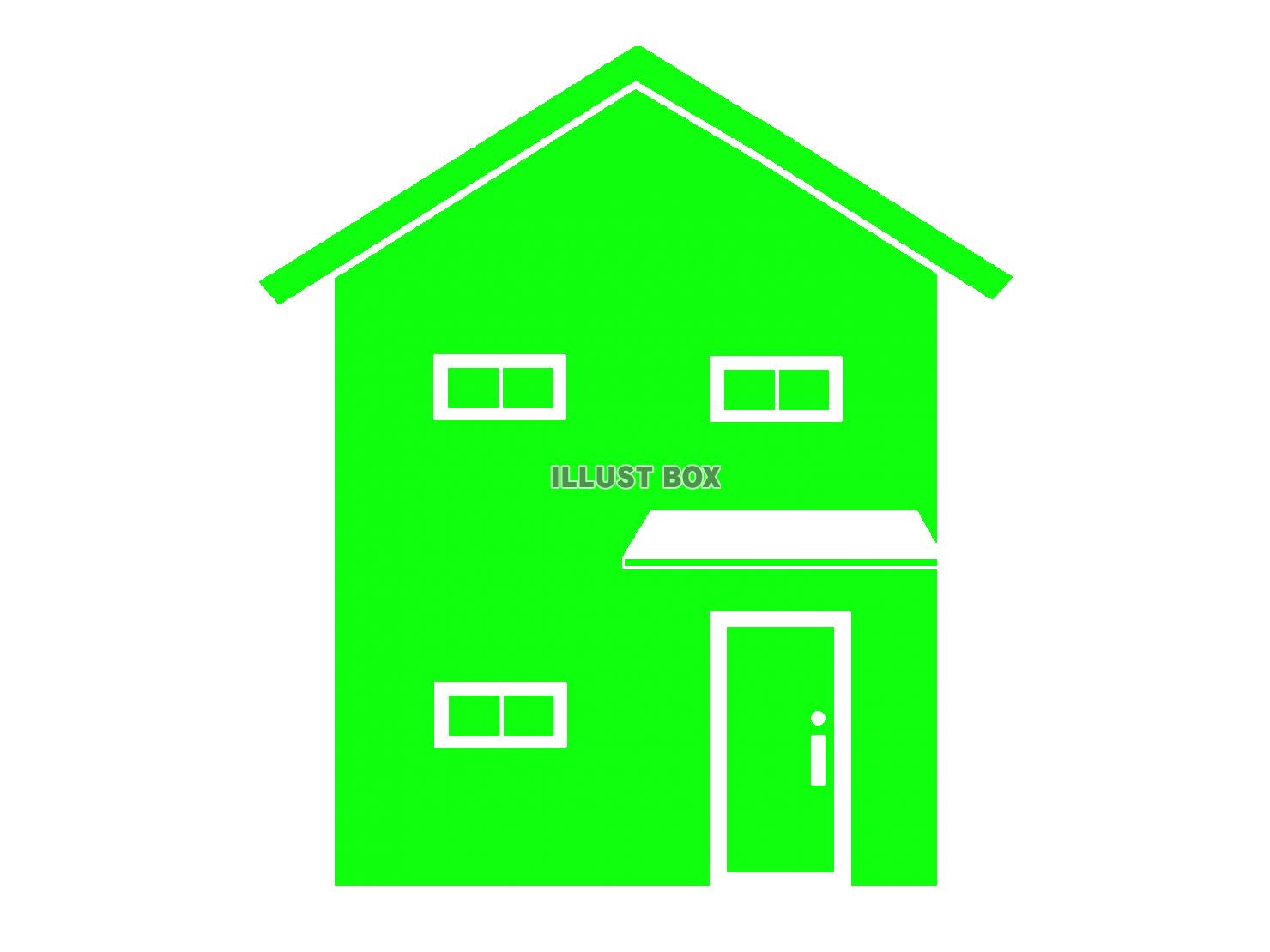 無料イラスト 緑色の家のシルエットアイコン