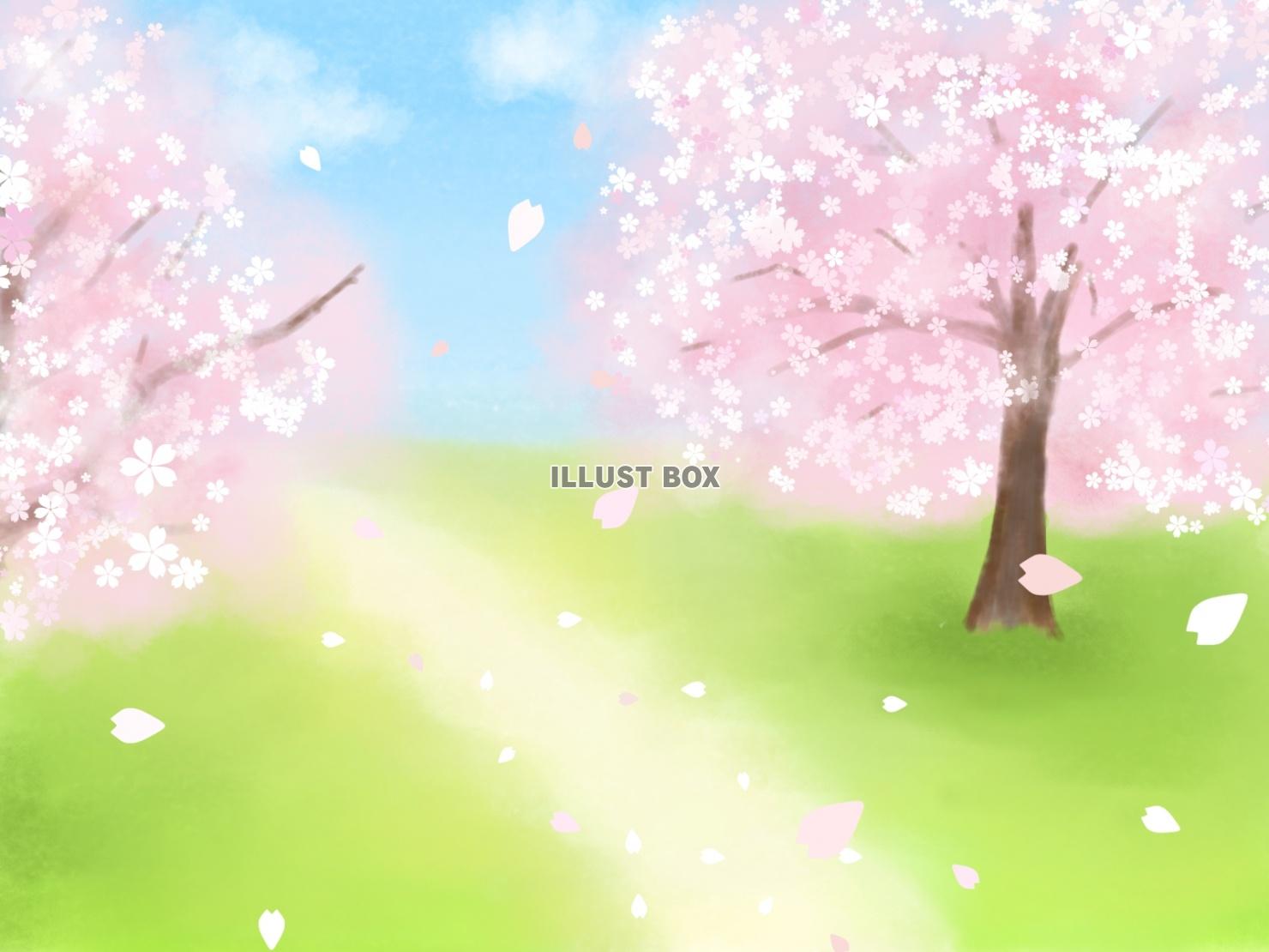 無料イラスト 満開の桜 春の風景２