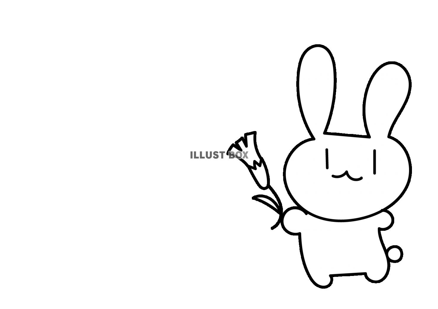 11_枠_母の日・ウサギ・手描き・白黒・横