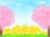 春の桜と菜の花と青空の風景イラスト