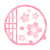 和風の桜色の窓　透過png