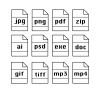 様々なファイル形式のアイコンセット（白）