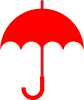 横からみた傘のイラスト　赤