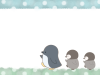 お散歩をするペンギンのフレームイラスト　線あり