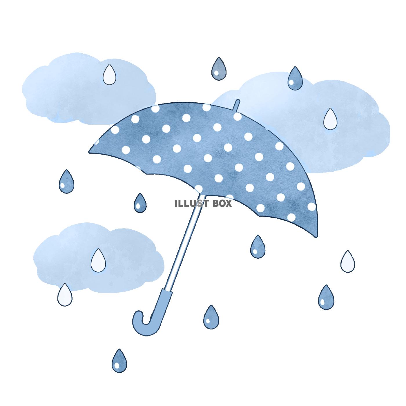 無料イラスト 梅雨 水玉の傘