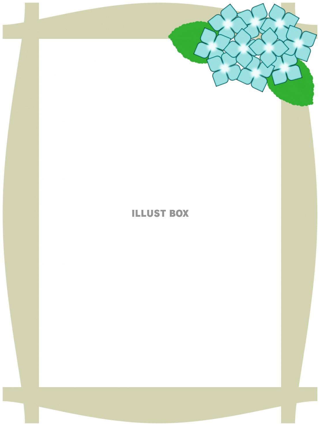 紫陽花の花模様フレームシンプル飾り枠背景イラスト
