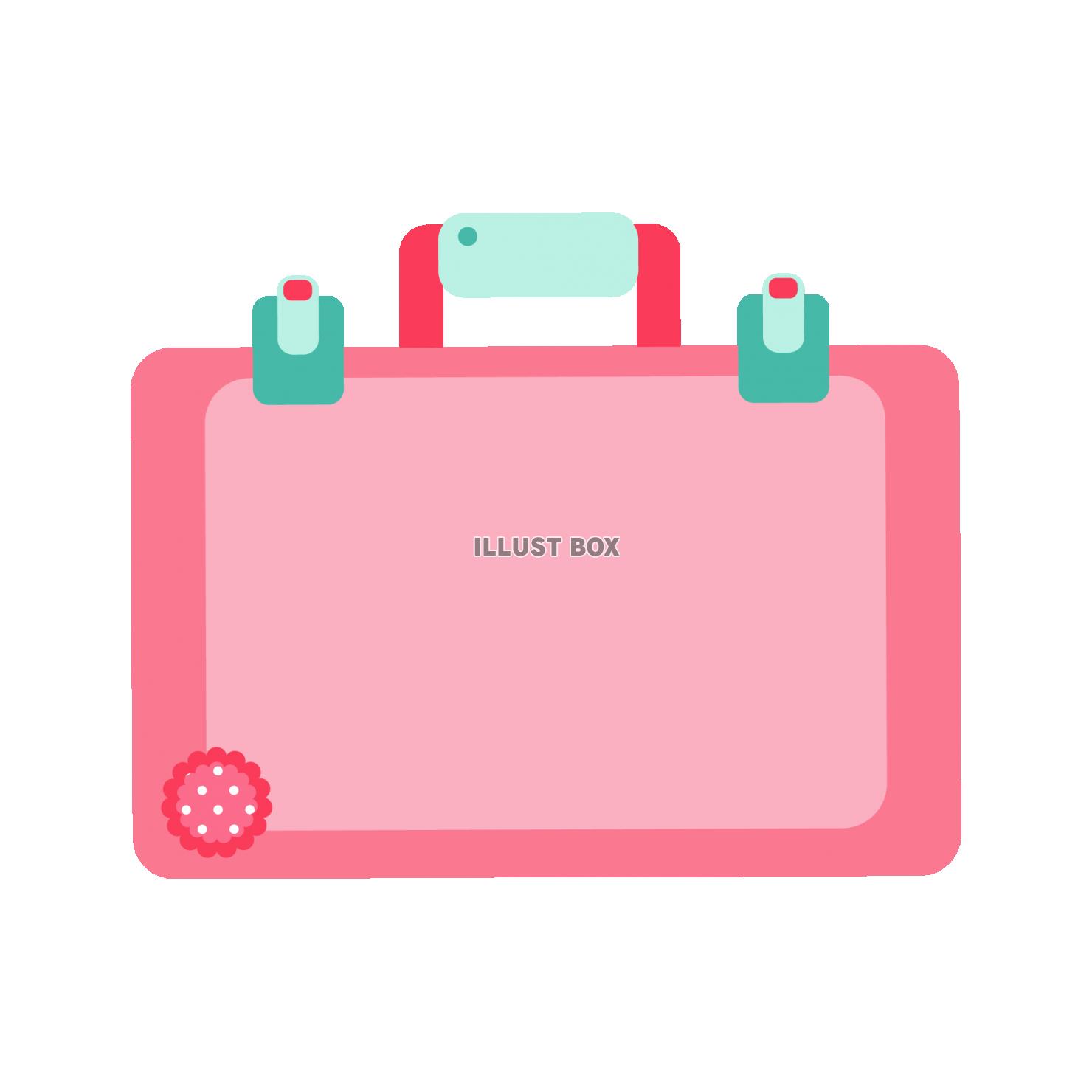 無料イラスト ピンクの旅行鞄のフレーム