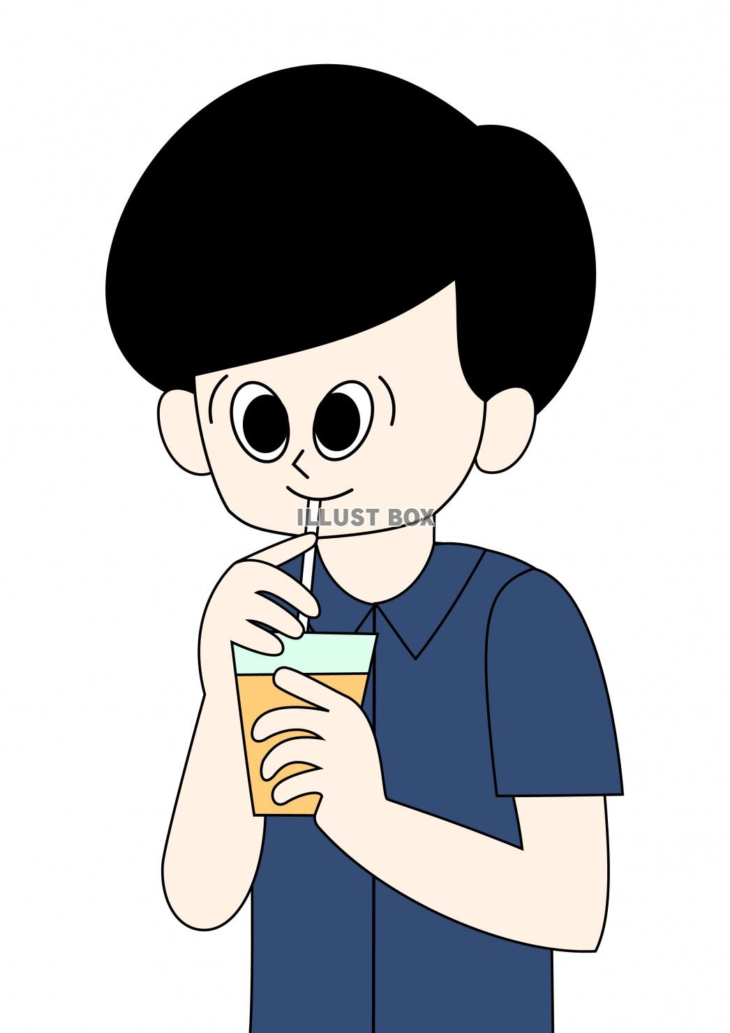 無料イラスト ジュースを飲む男性