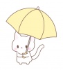 黄色い傘をさした白猫のフリーイラスト素材