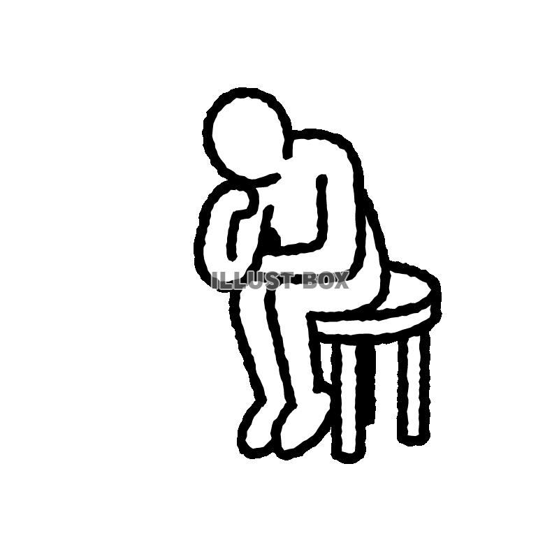 無料イラスト シンプル人物ポーズシリーズ 椅子に座って考える人