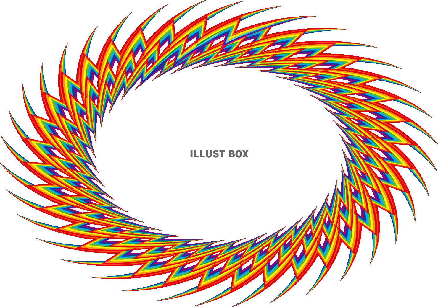 カラフルなギザギザ模様のフレーム　楕円