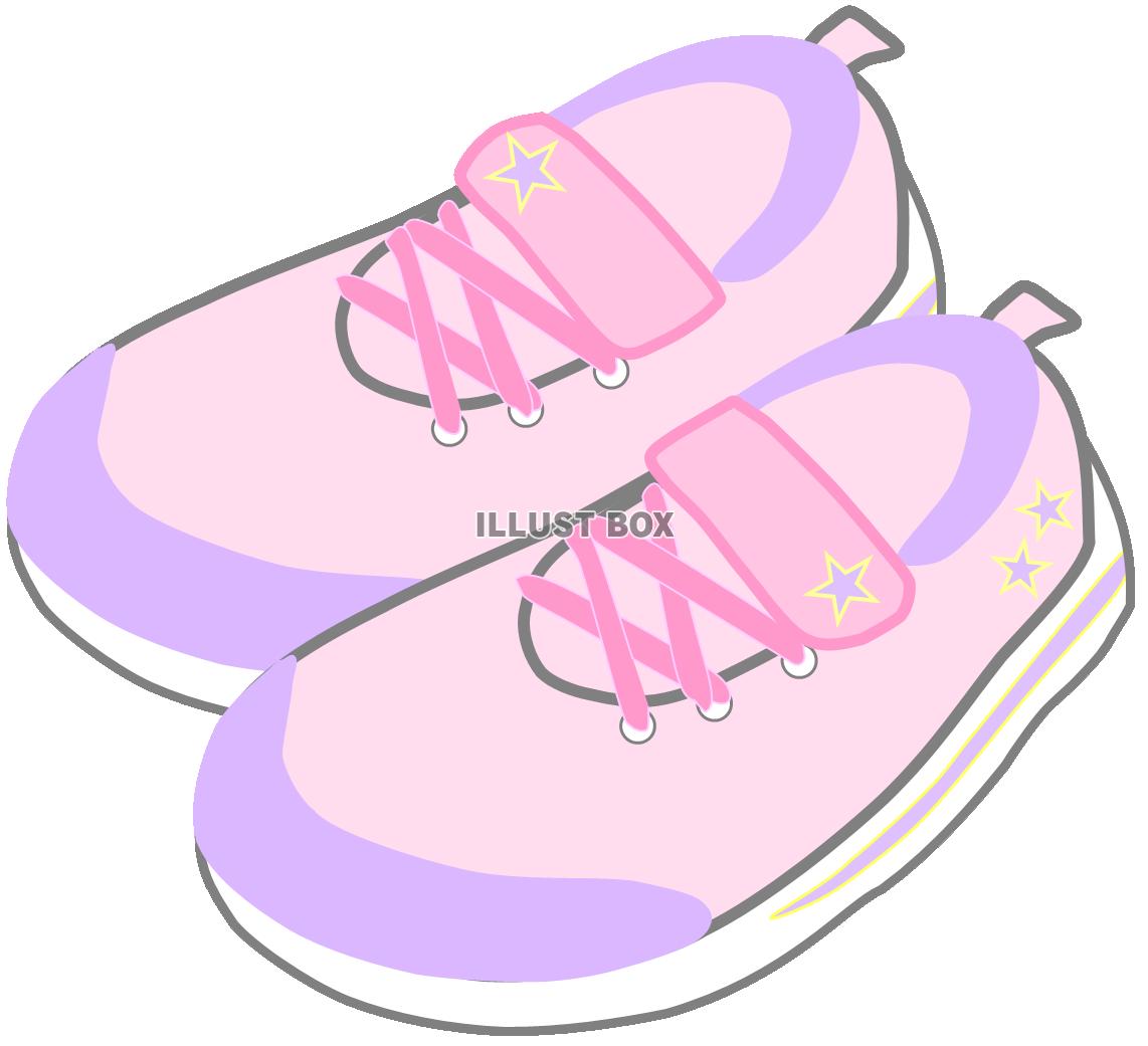 無料イラスト 子供の靴 女の子用スニーカー１