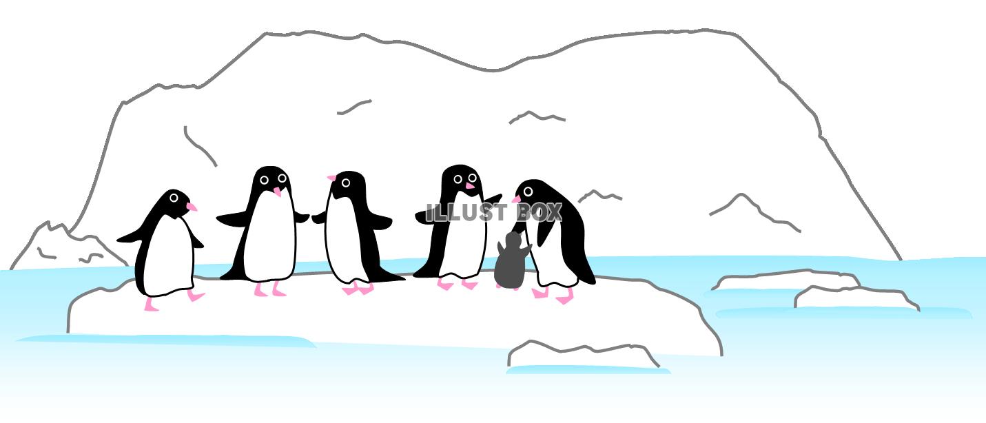 氷山とペンギン３（南極、海）