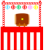 お祭りのカラフル提灯と舞台と太鼓２