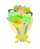  かわいい花束のイラスト（黄色・緑色） 