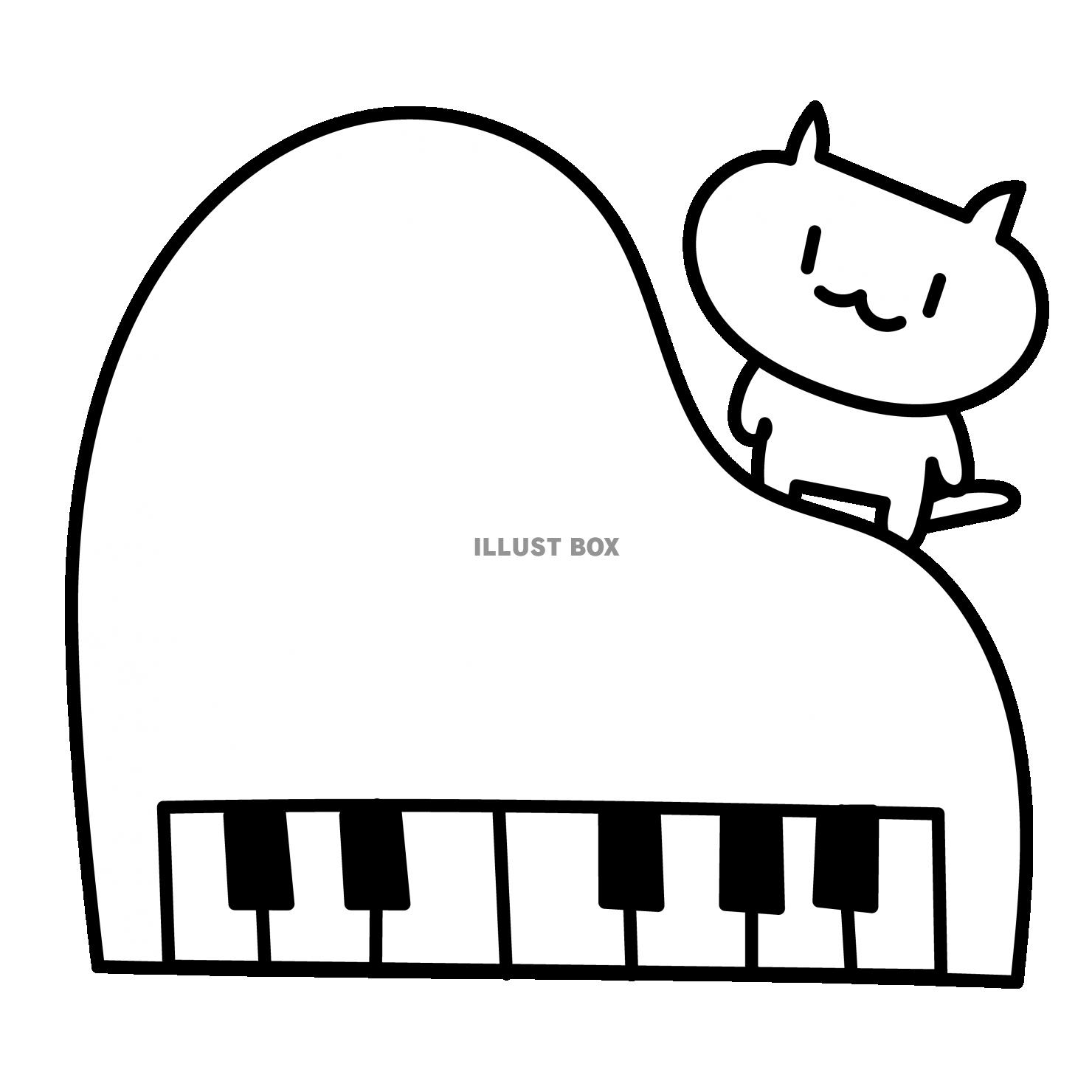 ピアノ・白・ネコ