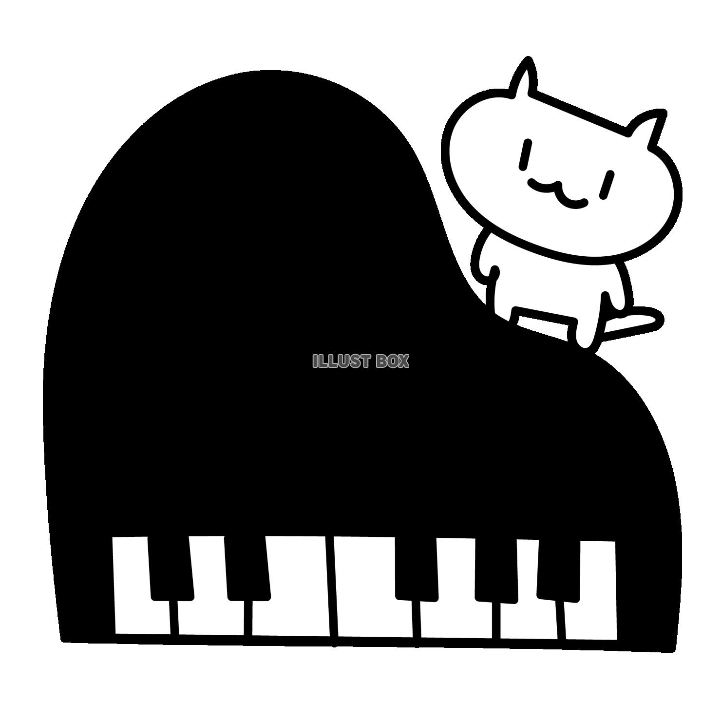 ピアノ・黒・ネコ