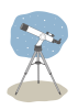 天体望遠鏡線あり星空あり(zipファイル: pdf,jpg,透過png)