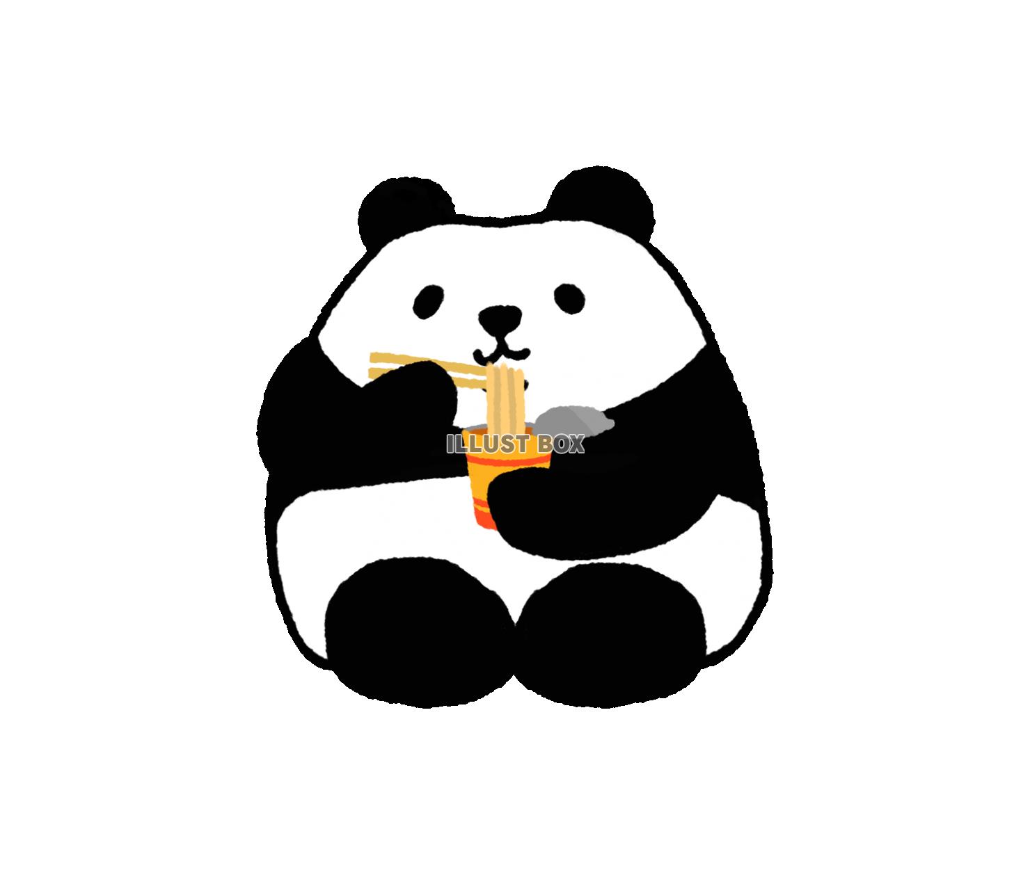 無料イラスト パンダシリーズ ラーメンを食べる1