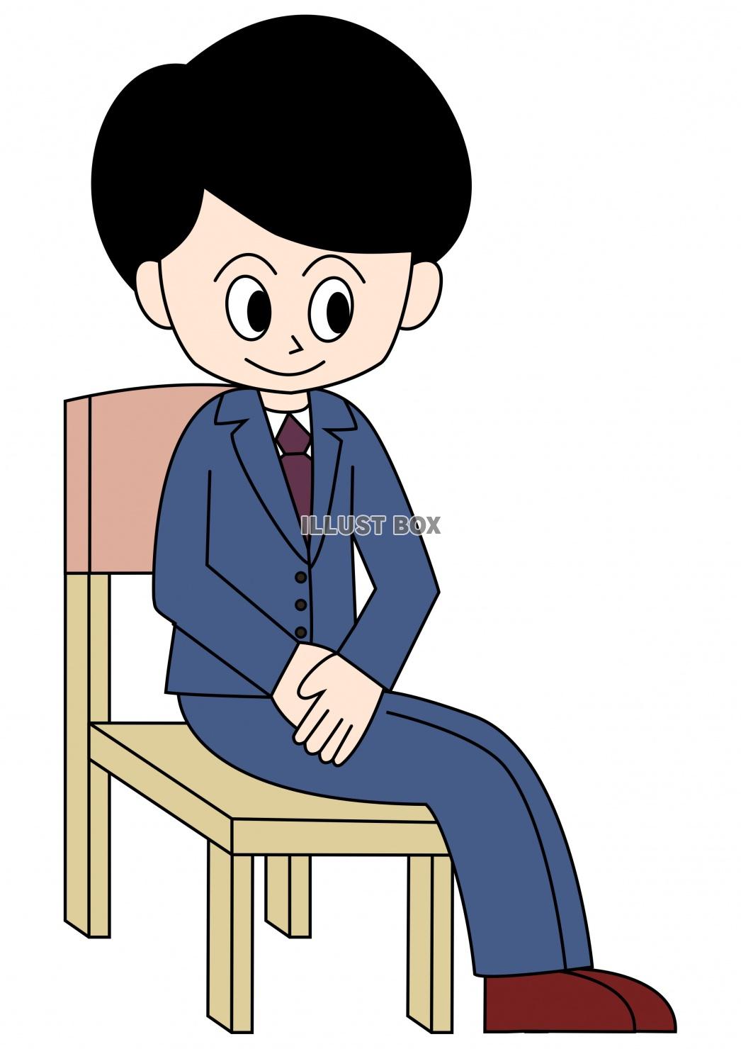 無料イラスト 椅子に座る男性