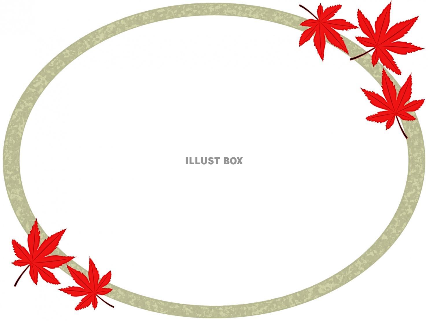 無料イラスト 紅葉の葉っぱフレームシンプル和柄飾り枠イラスト