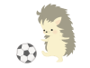 サッカーをするハリネズミのイラスト　線なし