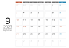 2023年シンプルなメモスペースのあるカレンダー　9月