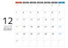 2023年シンプルなメモスペースのあるカレンダー　12月
