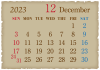 2023年　古紙風　カレンダー12月