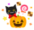 お菓子パンプキン黒猫　透過png